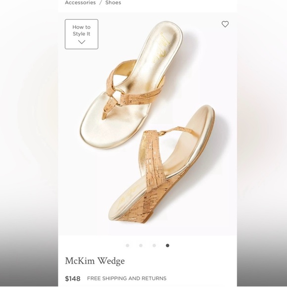 Lilly Pulitzer McKim Natural Cork Gold Wedge Sandals Womens 8.5 Beachy Resort - Picture 10 of 10